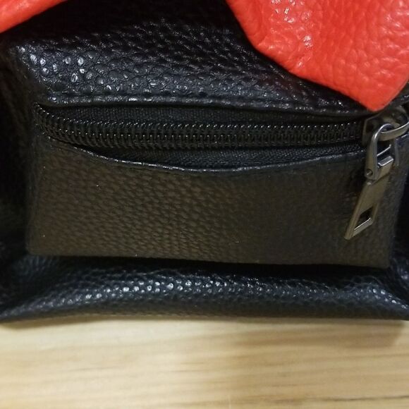 Mini Backpack Black Purse with Mouse Ears and Red Bow Vegan Leather - Picture 6 of 8